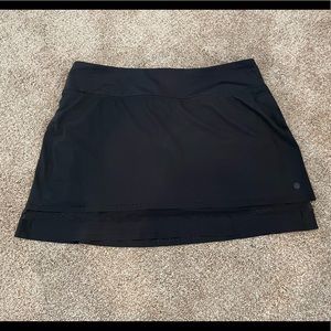 ATHLETA Laser Run Skort Black with Mesh and Perforated Laser Cut Detail